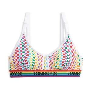 TomboyX Womens‎ Twist The Rainbow Pride Printed Prism Scoop Bralette Size XL
